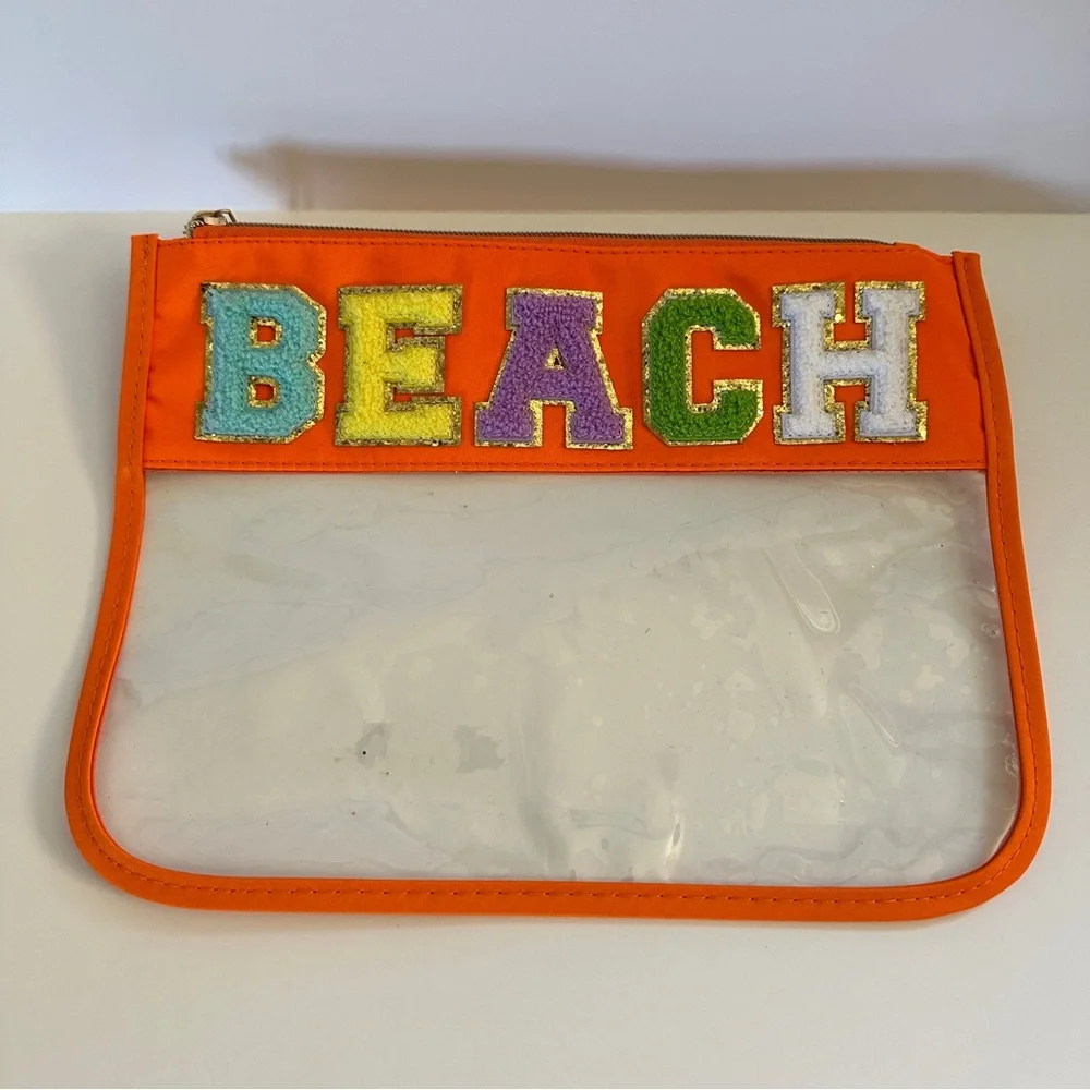 NEW Chenille Letter Clear Travel Pouch